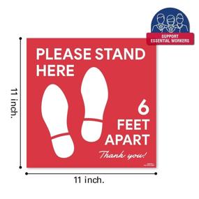 img 3 attached to 🚶 6 Pack 11X11 Social Distancing Floor Decal Sticker - Non-Slip Commercial Grade Sign - Ensuring 6 Feet Apart - Perfect for Grocery Store Safety