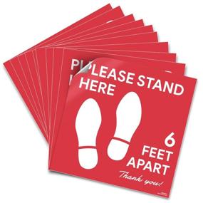 img 4 attached to 🚶 6 Pack 11X11 Social Distancing Floor Decal Sticker - Non-Slip Commercial Grade Sign - Ensuring 6 Feet Apart - Perfect for Grocery Store Safety