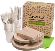 🌿 eco-friendly camping supplies: a complete 16-piece dinnerware set by earth's natural alternative for picnic basket & party supplies logo