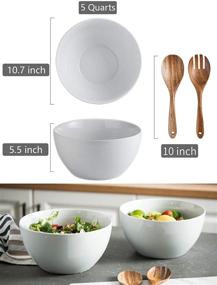 img 2 attached to 🥗 Quarts Porcelain Serving Salad Extra: Enhance your Dining Experience with this Elegant Porcelain Bowls