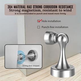 img 2 attached to 🚪 ASHGOOB (304) Magnetic Door Stopper, Brushed Nickel Stainless Steel(304) Door Catch, Wall Protector with Double-Sided Adhesive Tape, No Drilling, Screws Included for Enhanced Wall Mount (2 Pcs)