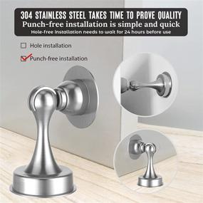 img 1 attached to 🚪 ASHGOOB (304) Magnetic Door Stopper, Brushed Nickel Stainless Steel(304) Door Catch, Wall Protector with Double-Sided Adhesive Tape, No Drilling, Screws Included for Enhanced Wall Mount (2 Pcs)