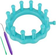 🔵 coopay knitting loom set - resin round knitting board with plastic needles and big eye needle kits for beginners, kids, knitters and crocheters - premium weaving sock looms - blue color logo