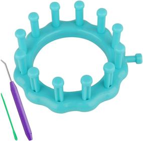 img 4 attached to 🔵 Coopay Knitting Loom Set - Resin Round Knitting Board with Plastic Needles and Big Eye Needle Kits for Beginners, Kids, Knitters and Crocheters - Premium Weaving Sock Looms - Blue Color