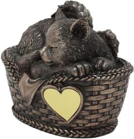 img 2 attached to 🐱 6.5 Inch Long Ebros Heavenly Angel Cat Sleeping in Wicker Bed Basket Cremation Urn Pet Memorial Statue Decor Figurine