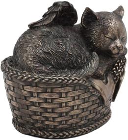 img 1 attached to 🐱 6.5 Inch Long Ebros Heavenly Angel Cat Sleeping in Wicker Bed Basket Cremation Urn Pet Memorial Statue Decor Figurine