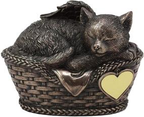 img 3 attached to 🐱 6.5 Inch Long Ebros Heavenly Angel Cat Sleeping in Wicker Bed Basket Cremation Urn Pet Memorial Statue Decor Figurine