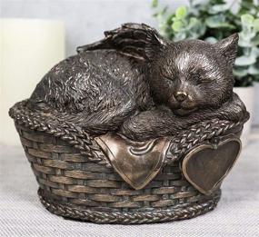 img 4 attached to 🐱 6.5 Inch Long Ebros Heavenly Angel Cat Sleeping in Wicker Bed Basket Cremation Urn Pet Memorial Statue Decor Figurine