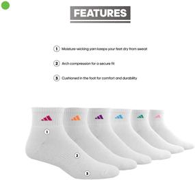 img 3 attached to 🧦 adidas Women's Quarter Socks with Arch Compression - Athletic Cushioning (Pack of 6)