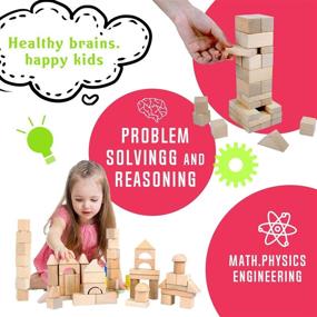 img 2 attached to 🧩 Creative Wooden Building Blocks Set for Kids: Stimulate Imagination and Fun Learning