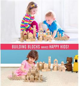 img 1 attached to 🧩 Creative Wooden Building Blocks Set for Kids: Stimulate Imagination and Fun Learning