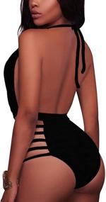 img 1 attached to 👙 Sovoyontee Women's Strappy Criss Cross One Piece Swimsuit: Sleek & Seductive Bikini Bathing Suit