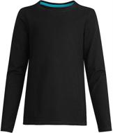 hanes girls long sleeve crewneck t shirt_black_m logo