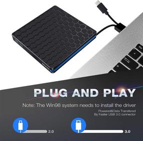 img 3 attached to 📀 M Way USB 3.0 Type C External DVD Drive: Dual Port DVD Player for Laptop & PC, High-Speed Data Transfer, Portable Optical Burner Writer Rewriter - MAC OS & Windows Compatible