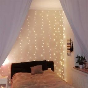 img 4 attached to 🌟 Plug-in LE Curtain String Lights for Bedroom Wall - 300 LED Window Fairy Lights with Remote, 10 ft - 8 Modes Waterproof IP65 Christmas Twinkle Lights - Decorative Hanging Lights for Wedding Party Backdrop