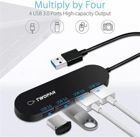 img 1 attached to 💻 TWOPAN Разветвитель USB HUB 3.0 Адаптер: Высокоскоростной 4-портовый адаптер USB A с ультратонким дизайном и дополнительным адаптером USB C - идеально подходит для настольного компьютера, компьютера, ноутбука / T2-A