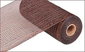 img 1 attached to 🍫 Premium Deco Poly Metallic Mesh Ribbon: Chocolate Brown with Copper Foil - 10 inch X 30 feet