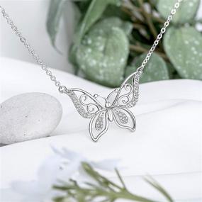 img 1 attached to ELEGANZIA Butterfly Necklaces: Dazzling Sterling Silver 🦋 Jewelry with Cubic Zirconia for Women, Teens, and Moms