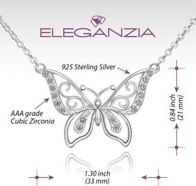 img 3 attached to ELEGANZIA Butterfly Necklaces: Dazzling Sterling Silver 🦋 Jewelry with Cubic Zirconia for Women, Teens, and Moms