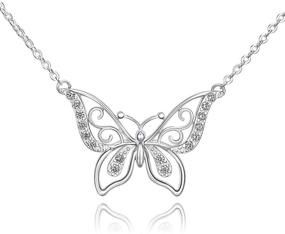 img 4 attached to ELEGANZIA Butterfly Necklaces: Dazzling Sterling Silver 🦋 Jewelry with Cubic Zirconia for Women, Teens, and Moms