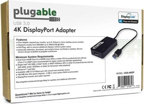 img 1 attached to 💻 Plugable USB 3.0 to DisplayPort 4K UHD Video Adapter for Multiple Monitors up to 3840x2160 - Windows 10, 8.1, 8, 7 Compatible