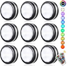 img 4 attached to 💡 Bjour LED Puck Lights - Wireless Counter Light - Battery Powered Stick On Lights - Kitchen Cabinet Lights with Remote Control - Black Under Cabinet Light - RGB Closets Lights - Pack of 9