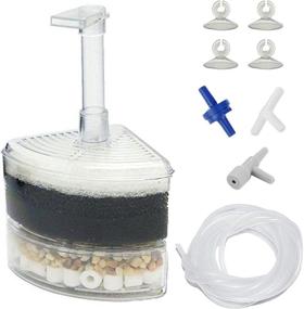 img 2 attached to AQUANEAT Aquarium Air Driven Bio Corner Filter Sponge: The Ultimate Solution for Fry Shrimp Nano Fish Tanks with Airline Tubing, Air Pump Valves & Suction Cups