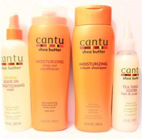 img 1 attached to Cantu Shea Butter Moisturizing Haircare Set: Shampoo, Conditioner, Leave-In Conditioning Mist, Hair & Scalp Oil