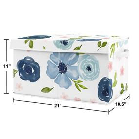 img 3 attached to 🌸 Charming Sweet Jojo Designs Navy Blue Watercolor Floral Small Fabric Toy Bin Storage Box Chest - Perfect for Baby Nursery or Kids Room Décor in Blush Pink, Green and White Shabby Chic Rose Flower Design