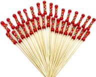 100ct handmade toothpicks with red beads 🔴 and rope - putwo cocktail picks 4.7 inch logo