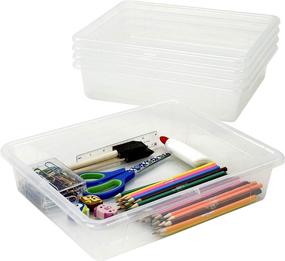 img 3 attached to Storex Letter Size Flat Storage Tray: Clear 📚 Organizer Bin for Classroom, Office, and Home - 5-Pack (62531U05C)