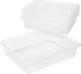 img 4 attached to Storex Letter Size Flat Storage Tray: Clear 📚 Organizer Bin for Classroom, Office, and Home - 5-Pack (62531U05C)