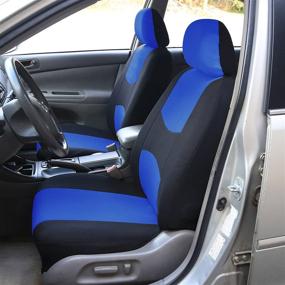 img 1 attached to FH Group - FB050BLUE114 Universal Fit Full Set Flat Cloth Fabric Car Seat Cover