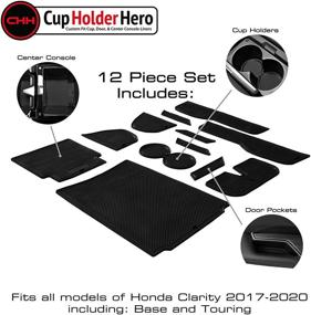 img 2 attached to 🚗 Honda Clarity CupHolderHero Premium Accessories 2017-2021: Non-Slip Anti Dust Cup Holder Inserts, Liner Mats & Door Pocket Liners - 12-pc Set (Solid Black)
