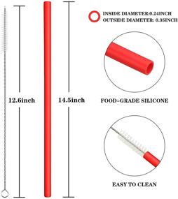 img 3 attached to Набор из 4 многоразовых силиконовых соломинок - 14,5 дюйма, гибкие и прямые - идеально подходит для бутылки на 1 галлон, водного кувшин - в комплекте 2 щетки для чистки - красный
