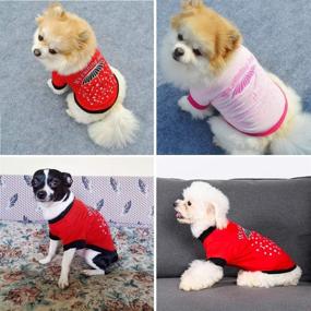 img 3 attached to 🐱 Small Dog & Cat Summer Clothes: 2Pcs Breathable Vest Outfit - Red & Pink