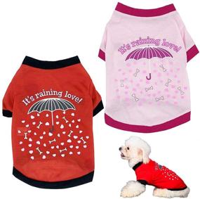 img 4 attached to 🐱 Small Dog & Cat Summer Clothes: 2Pcs Breathable Vest Outfit - Red & Pink