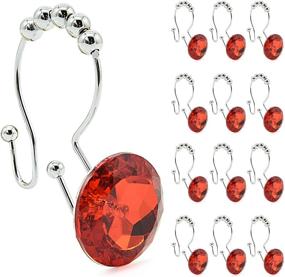 img 4 attached to 🛁 Premium Red Acrylic Double Glide Shower Curtain Hooks - Set of 12 for Stylish Bathroom and Living Room Décor