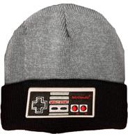 🎮 stylish bioworld nes retro controller design knit hat beanie in grey and black логотип