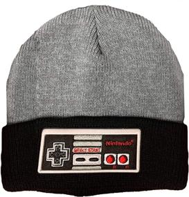 img 1 attached to 🎮 Stylish Bioworld NES Retro Controller Design Knit Hat Beanie in Grey and Black