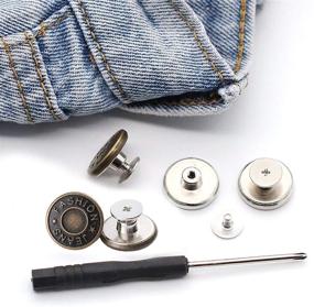 img 3 attached to 20mm GIYOMI No Sewing Jeans Buttons Kit with Metal Base - 12 Sets of Nailess Removable Metal Buttons for Replacement, Repair & Combo Thread Rivets with Screwdrivers (0.79 inch)