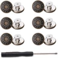 20mm giyomi no sewing jeans buttons kit with metal base - 12 sets of nailess removable metal buttons for replacement, repair & combo thread rivets with screwdrivers (0.79 inch) logo