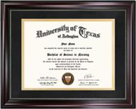 🖼️ 8.5x11 diploma frame with black over gold mat for graduationmall, uv protection acrylic, mahogany with gold beads - or display 11x14 document without mat логотип