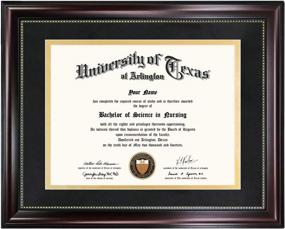 img 4 attached to 🖼️ 8.5x11 Diploma Frame with Black Over Gold Mat for GraduationMall, UV Protection Acrylic, Mahogany with Gold Beads - or Display 11x14 Document Without Mat