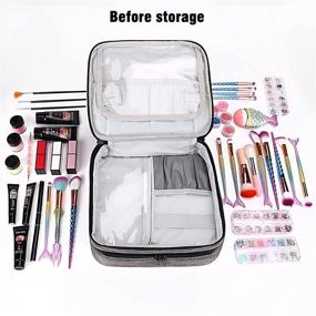 img 2 attached to 👜 Double Layer Nail Polish Bag- Holds 30 Bottles (15ml - 0.5 fl.oz), Polish Organizer Bag for Manicure Set, with Stable Dividers - Grey (Bag Only)