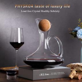 img 3 attached to 🍷 Physkoa Wine Decanter: Hand Blown Lead-free Crystal Carafe with Aerator, Cork Stopper, Cleaning Beads, Handle - Ideal Wine Gifts and Accessories for Women and Men (1500ml)