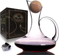 🍷 physkoa wine decanter: hand blown lead-free crystal carafe with aerator, cork stopper, cleaning beads, handle - ideal wine gifts and accessories for women and men (1500ml) логотип