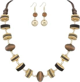 img 4 attached to COIRIS Statement Necklace Earrings N0017 Khaki