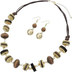 img 3 attached to COIRIS Statement Necklace Earrings N0017 Khaki