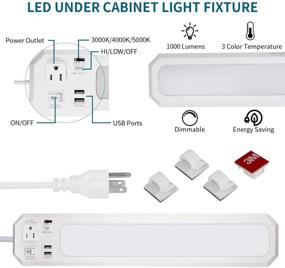 img 3 attached to 💡 Versatile LED Under Cabinet Light & Power Strip: 3 Color Levels, Dimmable, High/Low Intensity for Garage, Workshop, Kitchen